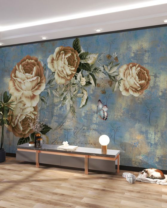 Fototapeta gałąź delikatnych kremowych kwiatów nad wodą