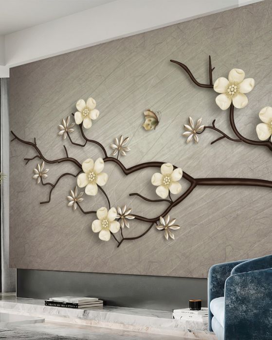 Fototapeta samotna gałąź kwitnącej białej magnolii