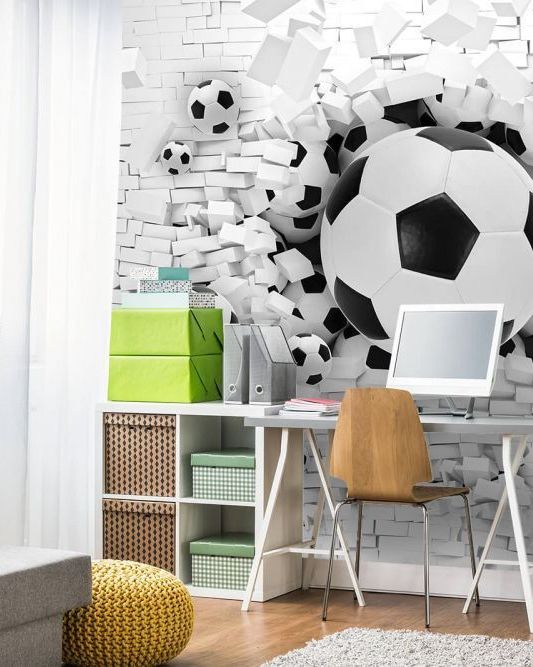 Fototapeta 3D Piłka łamie ścianę