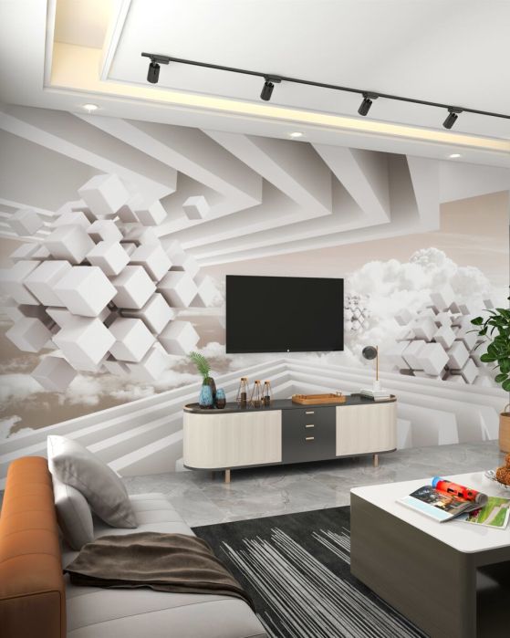 Fototapeta chmury w postaci postaci 3D na jasnym tle