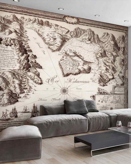 Fototapeta stara mapa wysp na morzu