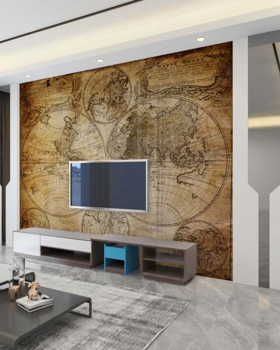 Fototapeta stara mapa z wyspami i kontynentami