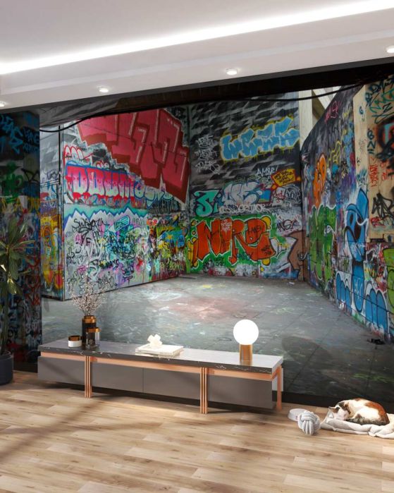 Fototapeta przejście podziemne na rysunkach graffiti
