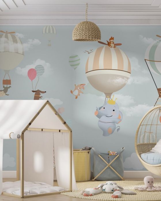 Fototapeta Zwierzęta wspinają się na balony i balony
