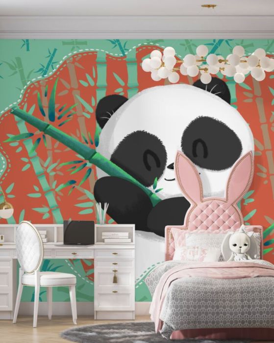 Fototapeta Panda przytula bambus