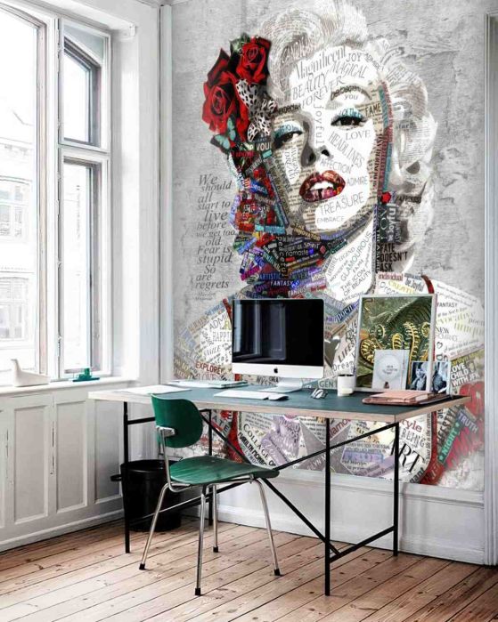Fototapeta Marilyn Monroe z czerwonymi różami we włosach