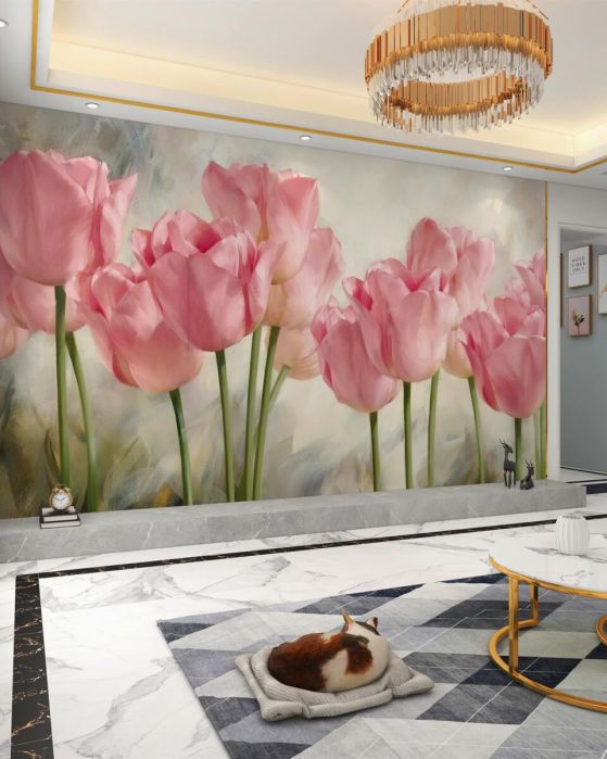 Fototapeta różowe tulipany otwierające się