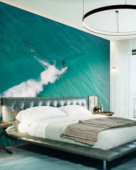 Fototapeta samotny surfer w oceanie