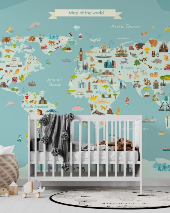 Fototapeta Mapa świata z punktami orientacyjnymi