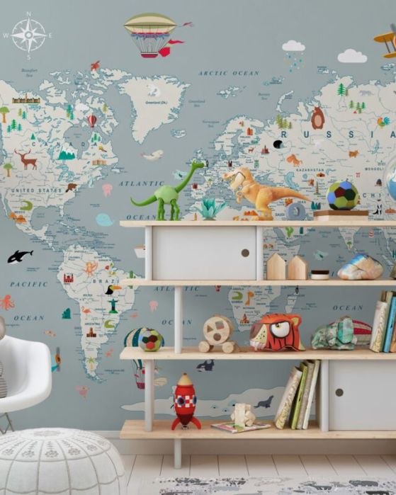 Fototapeta Mapa świata i transport lotniczy