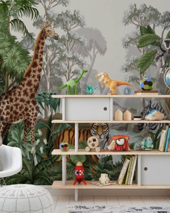 Fototapeta Tygrysia żyrafa i zebra w dżungli