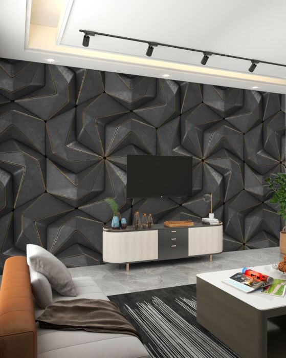 Fototapeta Czarne tło z geometrycznymi kształtami