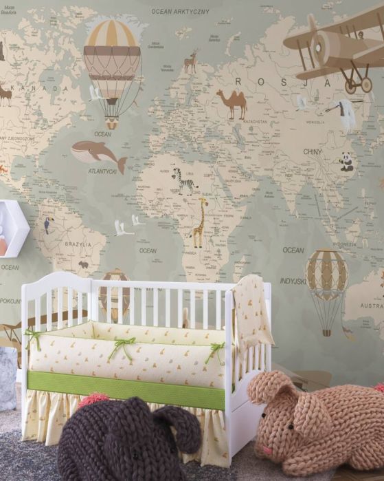 Fototapeta Mapa świata z mieszkańcami