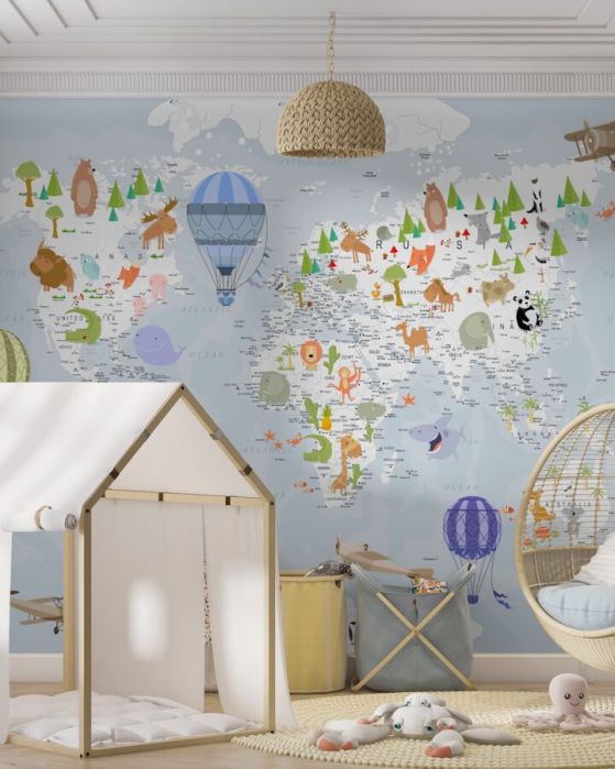 Fototapeta Mapa świata z balonami