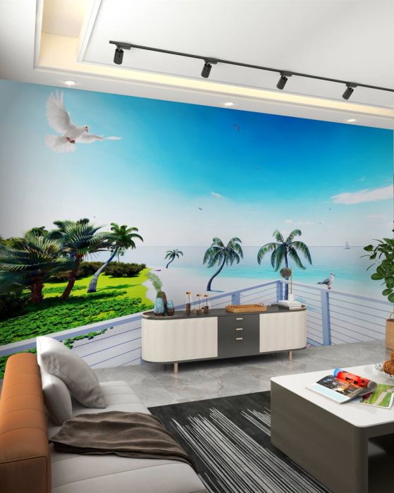 Fototapeta Kąt tropikalny w pobliżu oceanu