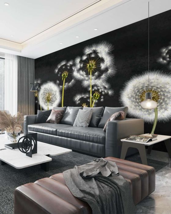 Fototapeta Dandelion biały smukły w nocy