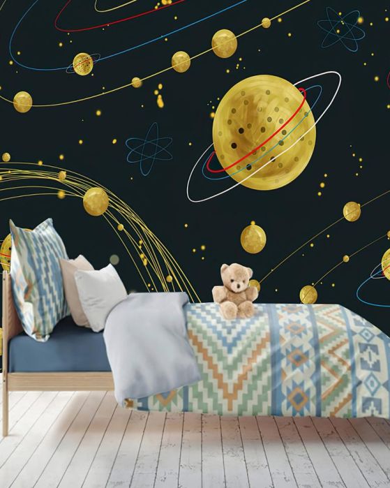 Fototapeta kosmiczne planety złote