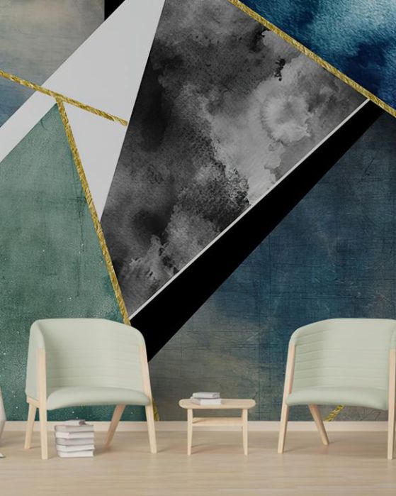 Fototapeta geometryczny błękitny srebrny