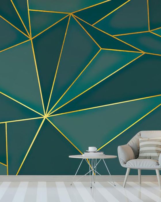 Fototapeta geometryczny zielony złotym