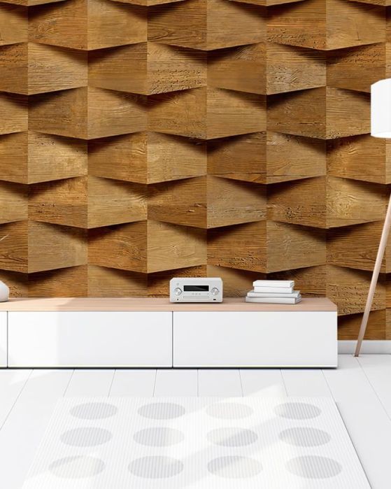 Fototapeta geometryczna drewniana brązowa