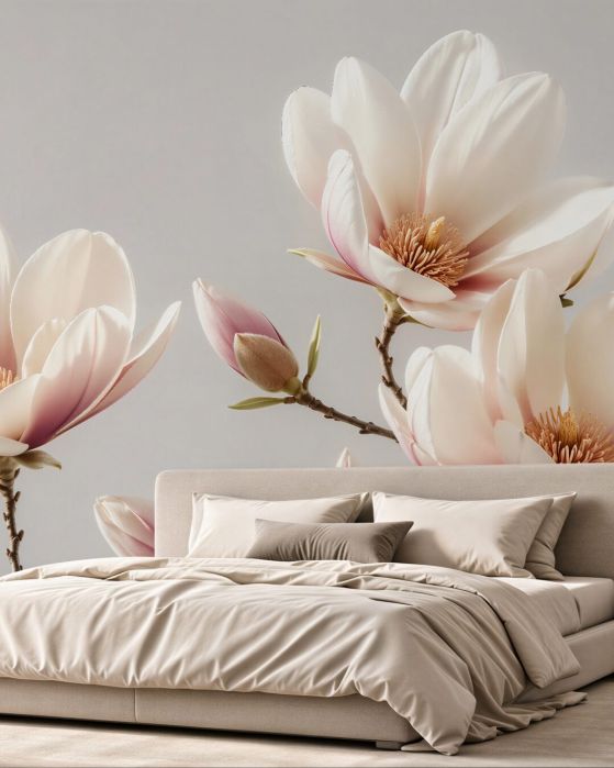 Fototapeta delikatna magnolia w blasku świtu