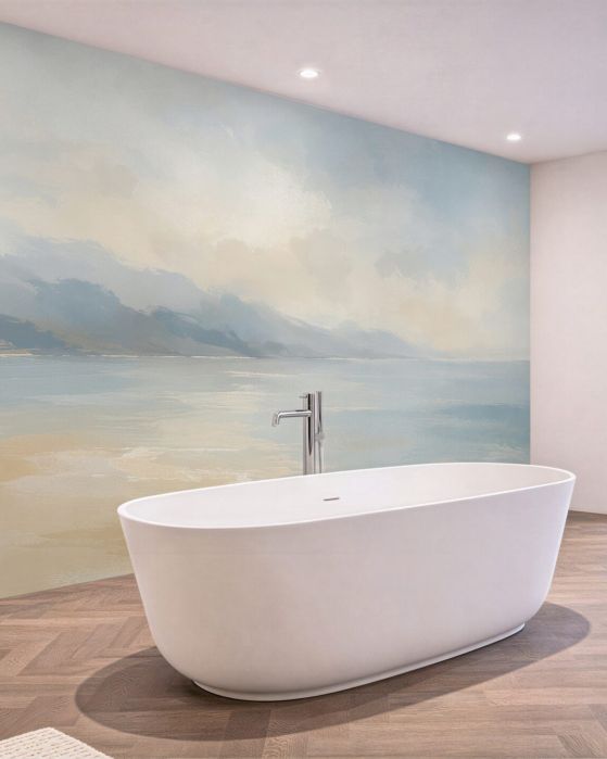 Fototapeta pastelowa plaża o świcie