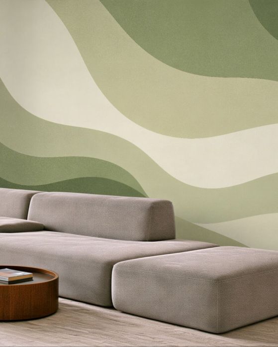 Fototapeta zielone fale w minimalistycznym stylu