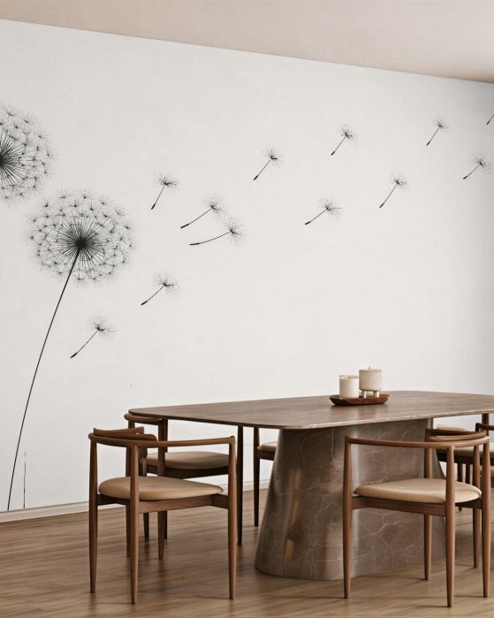 Fototapeta minimalistyczne dmuchawce na wietrze
