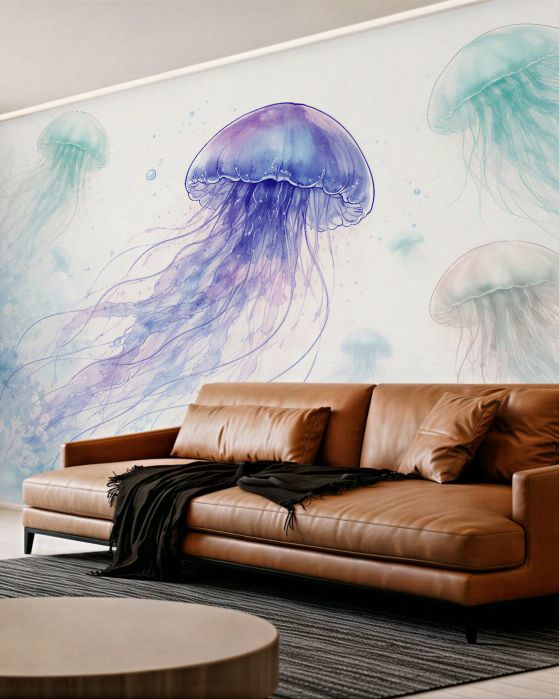 Fototapeta akwarelowe meduzy w pastelach