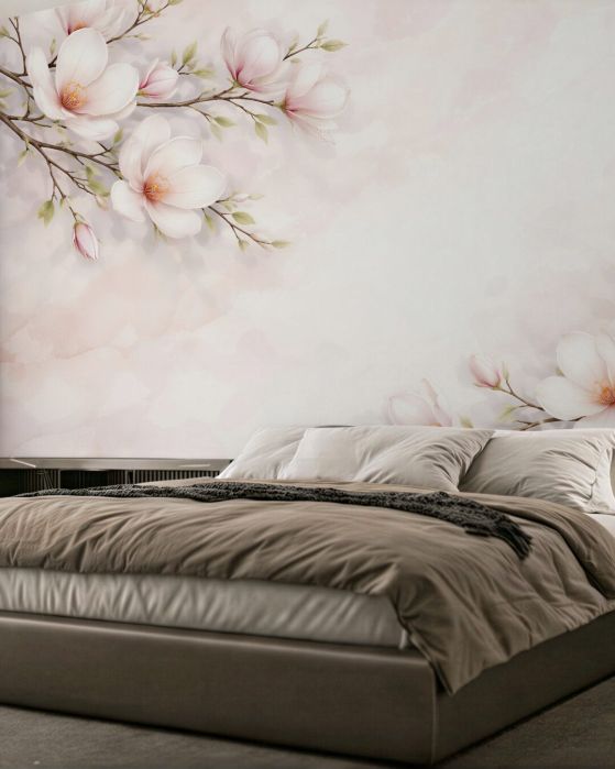 Fototapeta delikatne magnolie na jasnym tle
