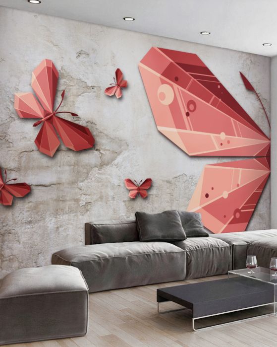 Fototapeta trzepoczący różowy motyl