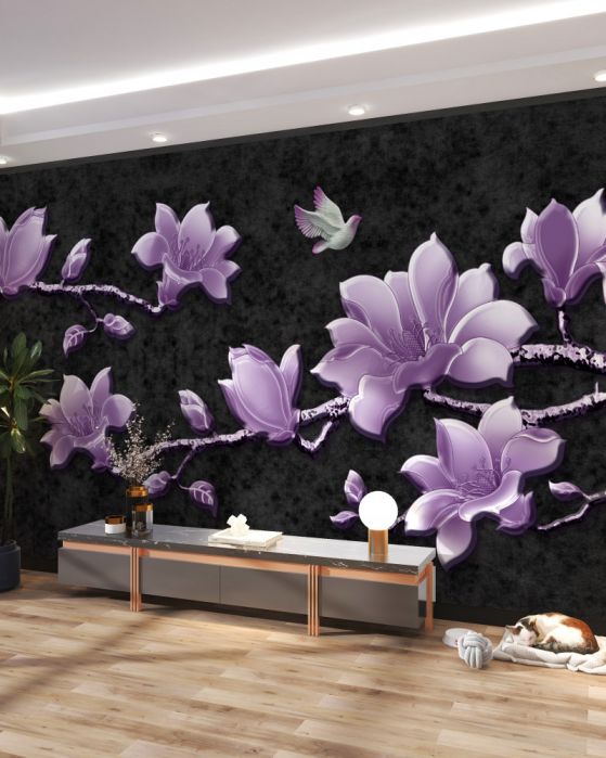 Fototapeta delikatne liliowe gałęzie magnolii