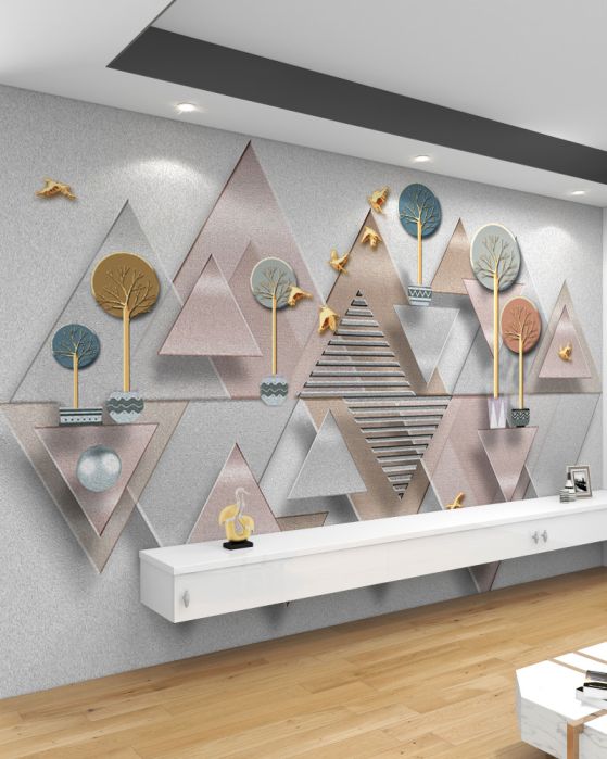 Fototapeta geometryczna abstrakcja lasu w odbiciu wody