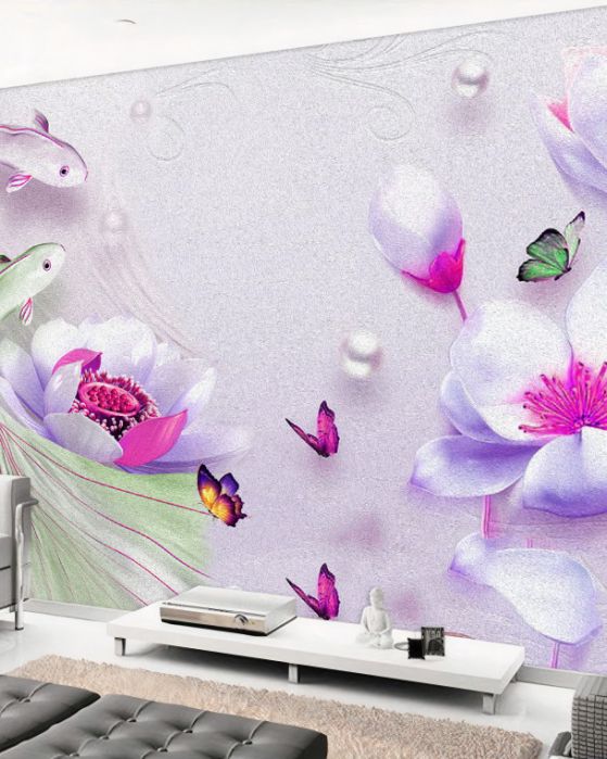Fototapeta biała magnolia i ryby