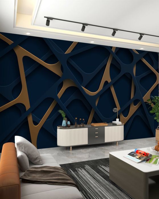Fototapeta Blue and Gold Spider Web.