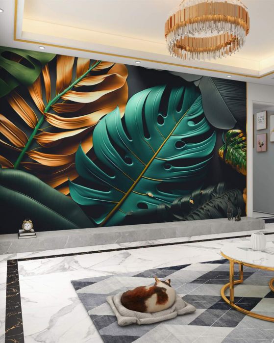 Fototapeta Liście palm 3D i paproć