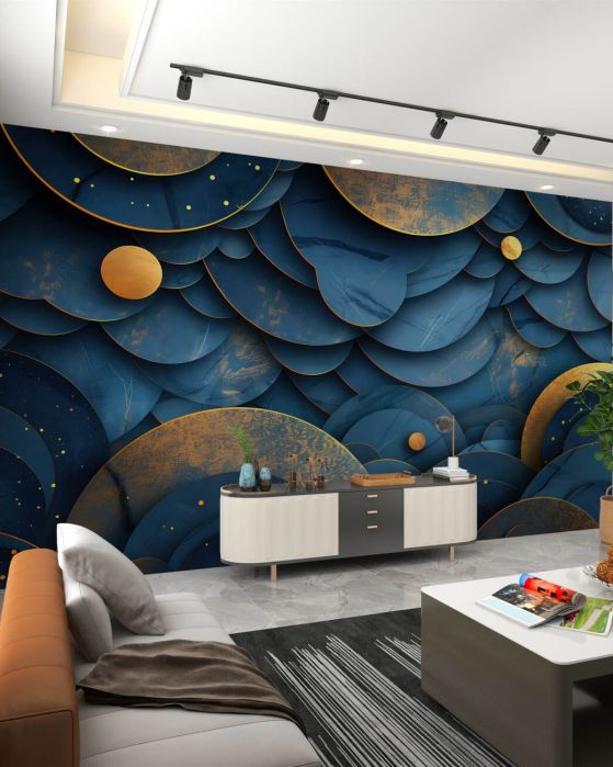 Fototapeta Nocne niebo nad abstrakcją gór