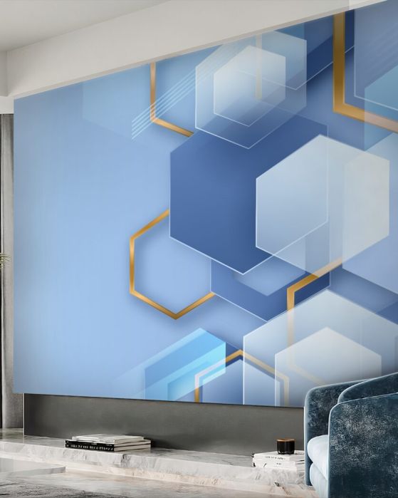 Fototapeta Lekkie postacie geometryczne ze złotem
