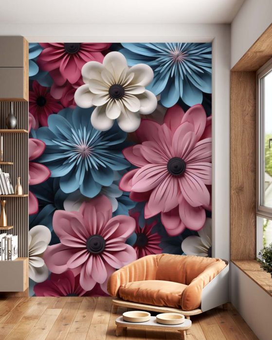 Fototapeta Duże kwiaty wielopoziomowego 3D