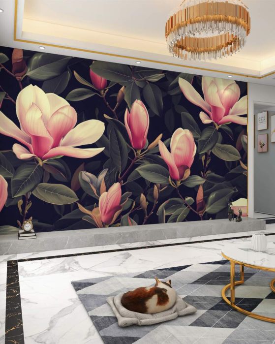 Fototapeta Różowa magnolia na gałęziach