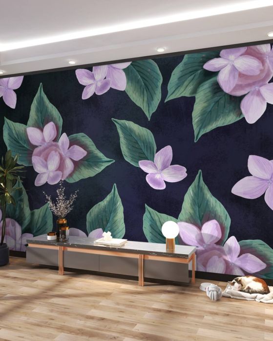 Fototapeta Lilac kwiaty z prześcieradłami na ciemnym tle