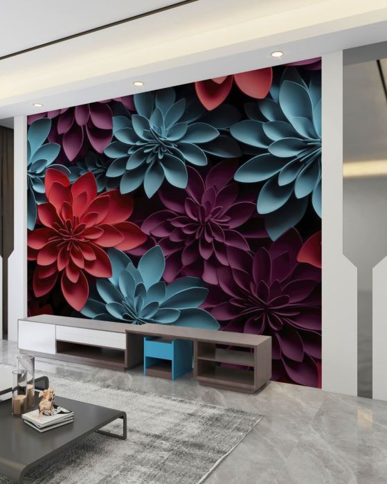 Fototapeta 3D astery różnych kolorów