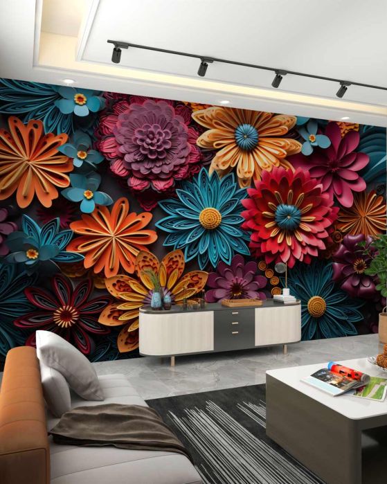 Fototapeta Tekstura tometryczna kwiaty 3D