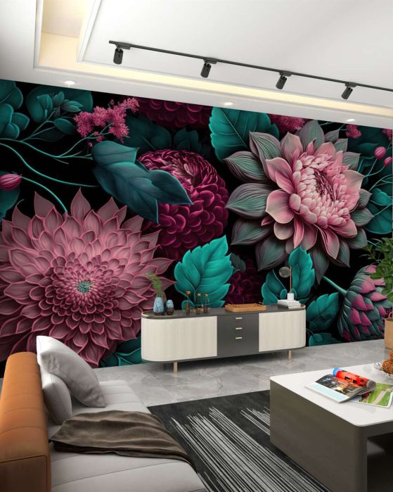 Fototapeta Aster i piwonie w 3D