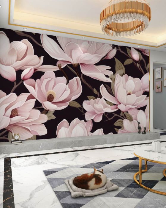 Fototapeta Różowe kwiaty magnolii są delikatne