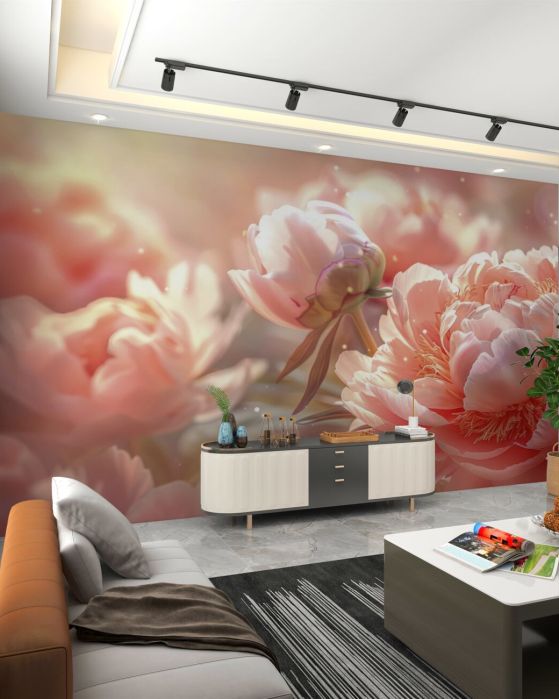Fototapeta Volume Różowe pionie o świcie