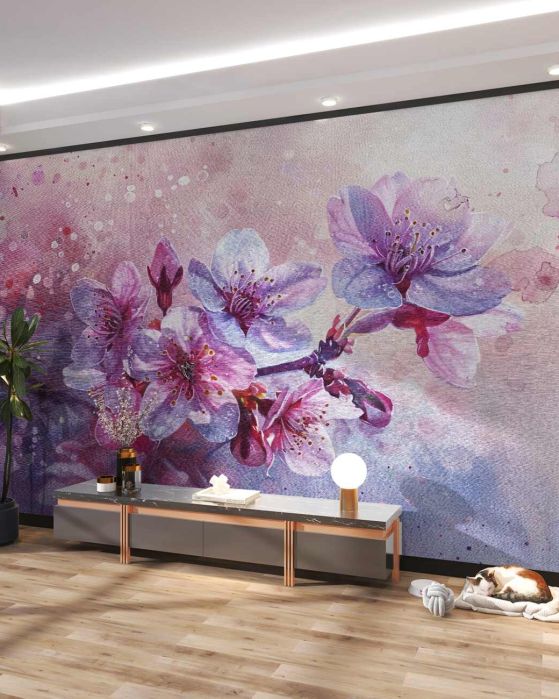 Fototapeta Gałąź Magnolia, która kwitnie w deszczu