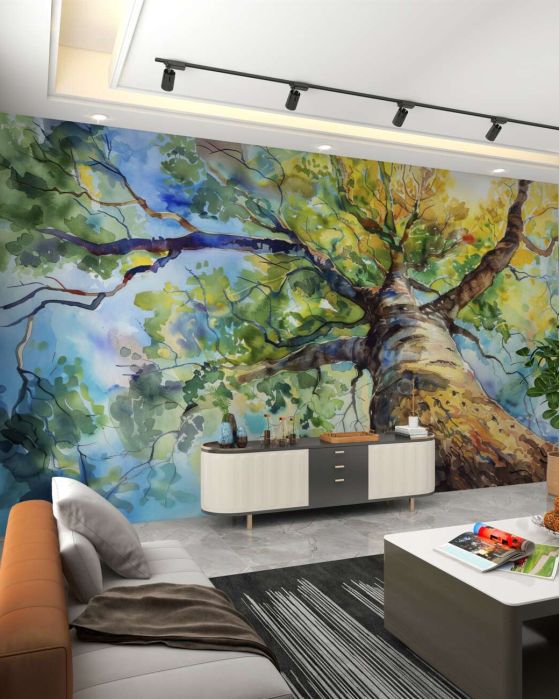 Fototapeta Wysoka brzoza przed letnim dniem