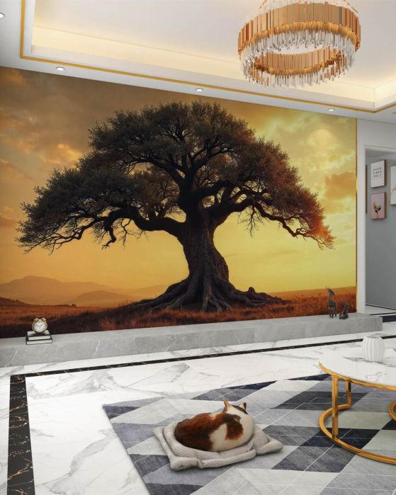 Fototapeta Baobab o zachodzie słońca na pustyni