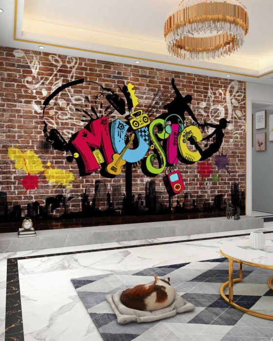 Fototapeta Jasne graffiti na ceglanej ścianie
